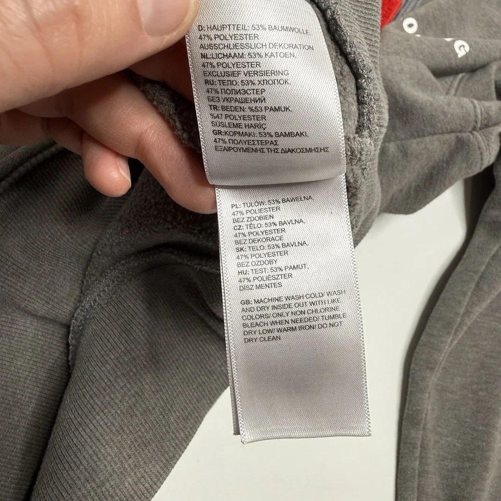 The North Face Hoodie Red Box Mens Small Gray Hooded‎ Sweatshirt Exploring HOLE